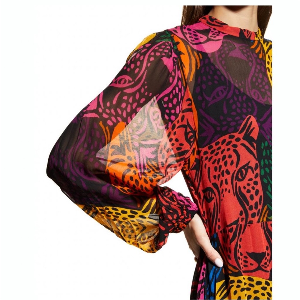 ๐ FARM Rio Rainbow Midnight Leopards Tiered Maxi dress - Picture 10 of 13